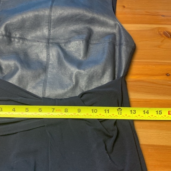 Anthropologie Bailey 44 Navy Blue Dress w Stretch, Faux Leather Upper - Picture 9 of 14